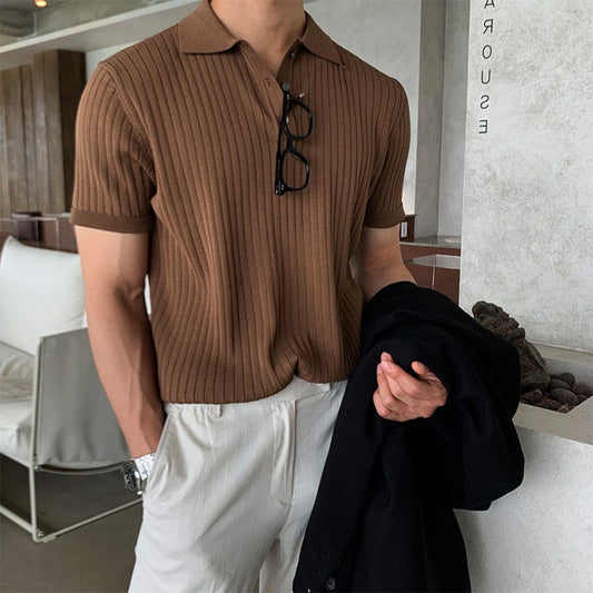 Visconti Knitted Polo Shirt - Marrone